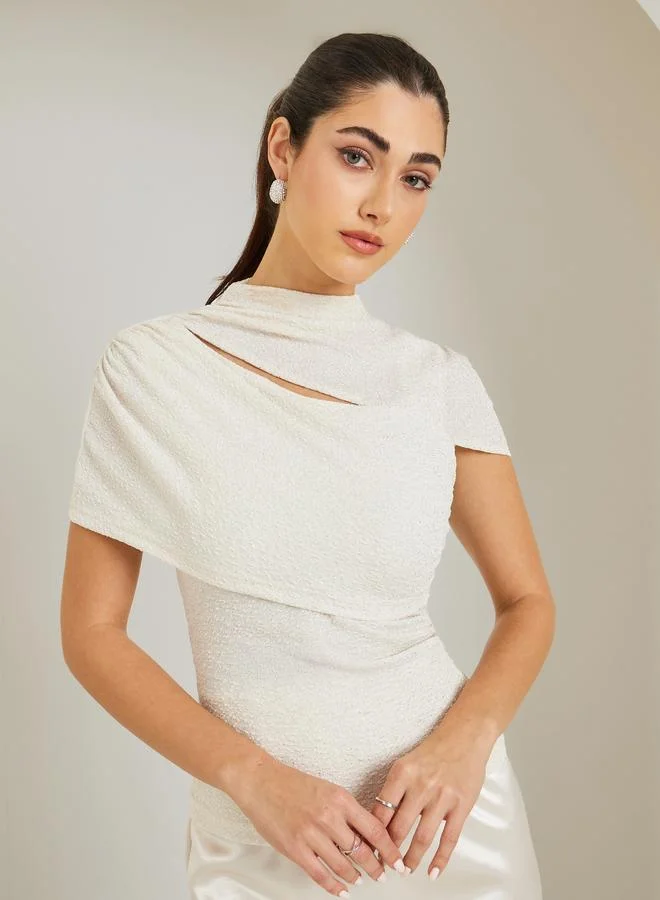 Styli Women Off-White Textured Knit Top